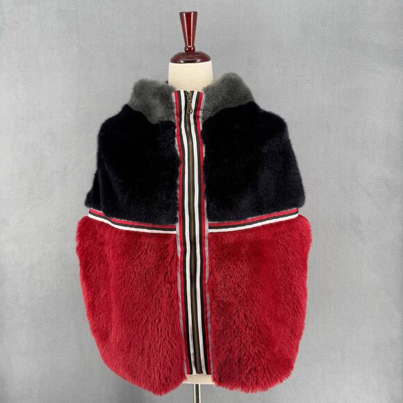 OF Handmade Alpaca Wool Blend Drop Shoulder Vest S Red Black Artsy Sustainable - Picture 1 of 15